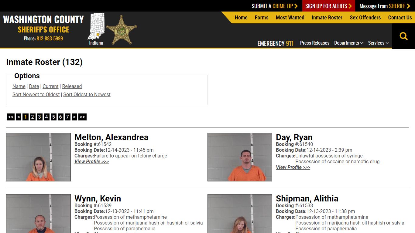 Inmate Roster (128) - Washington County IN Sheriff